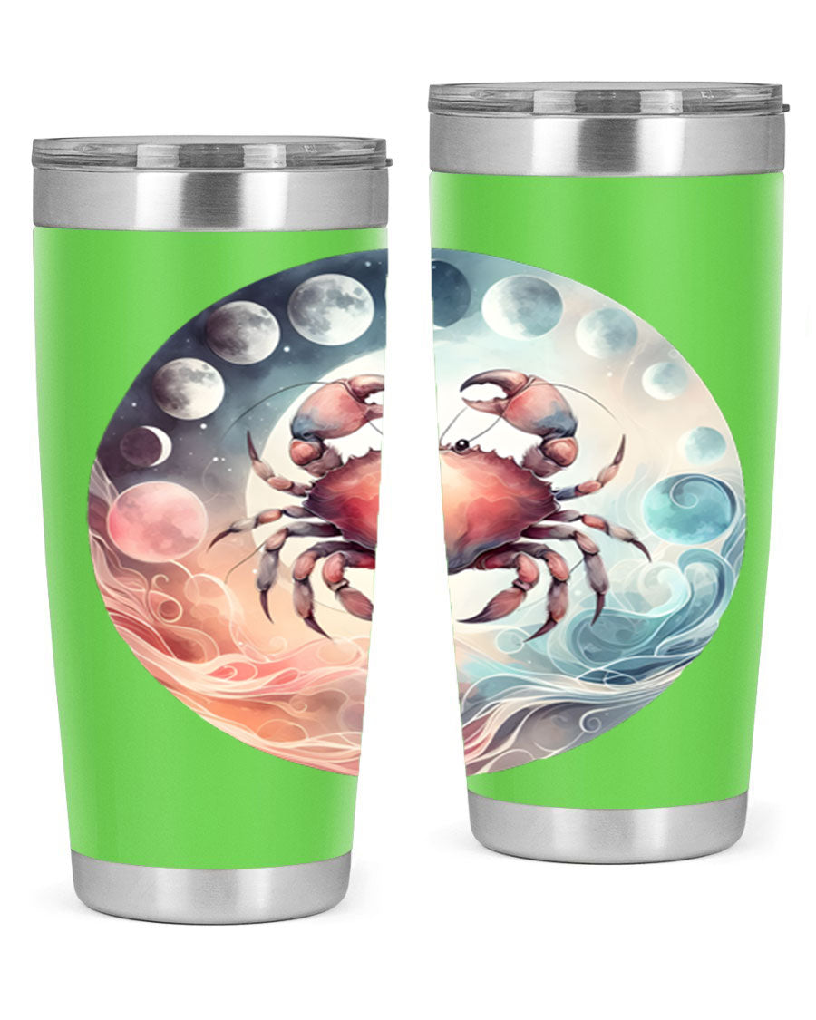 Cancer 167# Zodiac Tumbler in stainless steel with a vibrant zodiac design, available in 20oz and 30oz sizes.