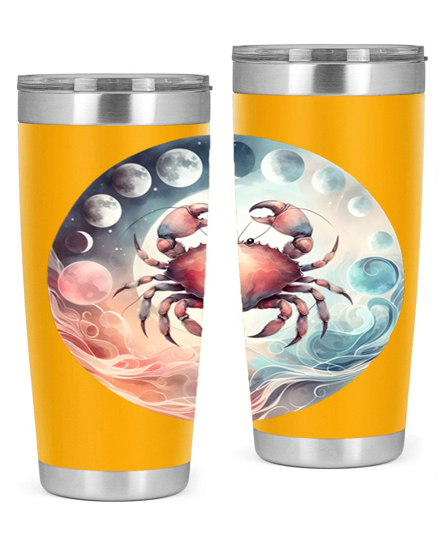 Cancer 167# Zodiac Tumbler in stainless steel with a vibrant zodiac design, available in 20oz and 30oz sizes.