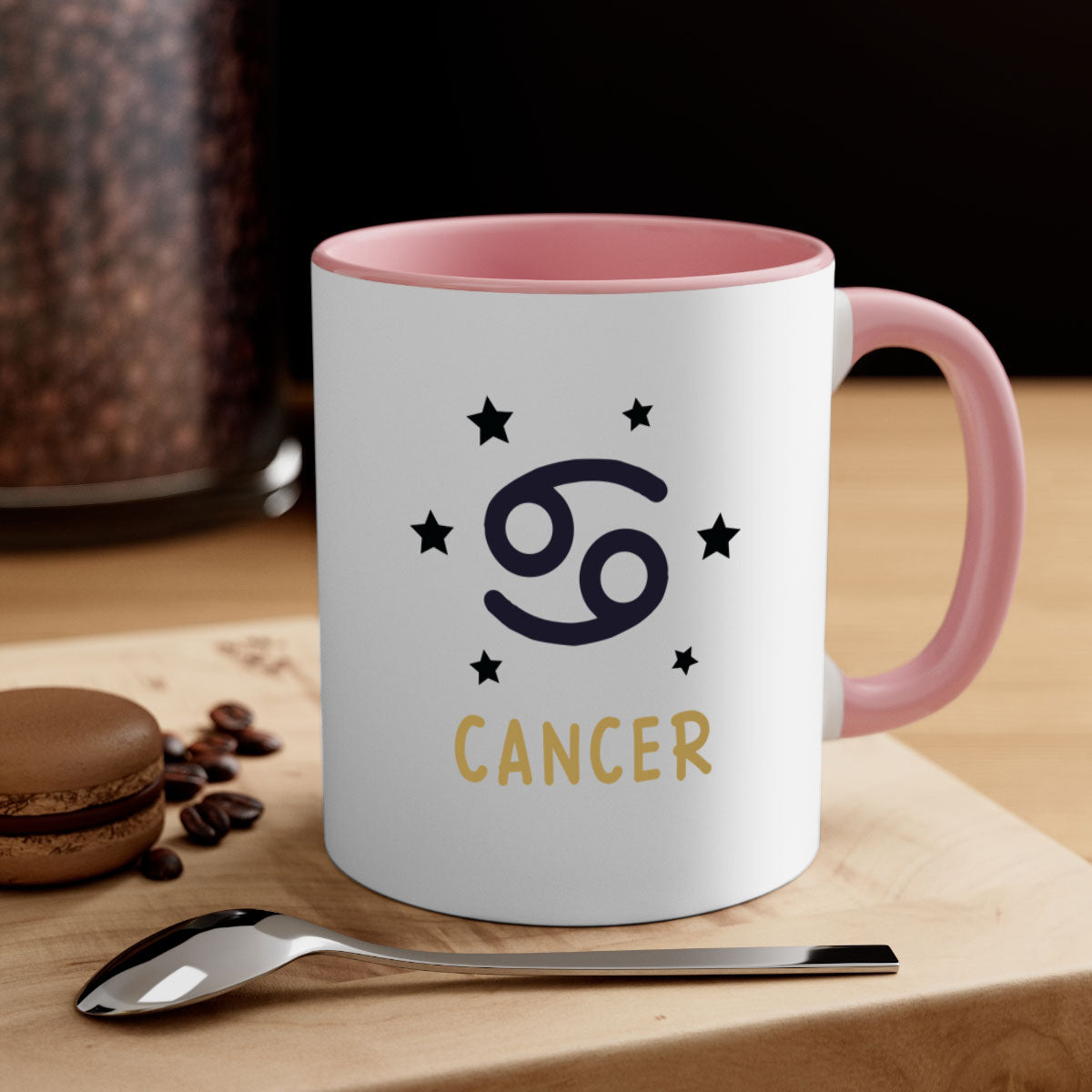 Cancer 172# Zodiac Mug with colorful handle and glossy finish, available in multiple colors and sizes.