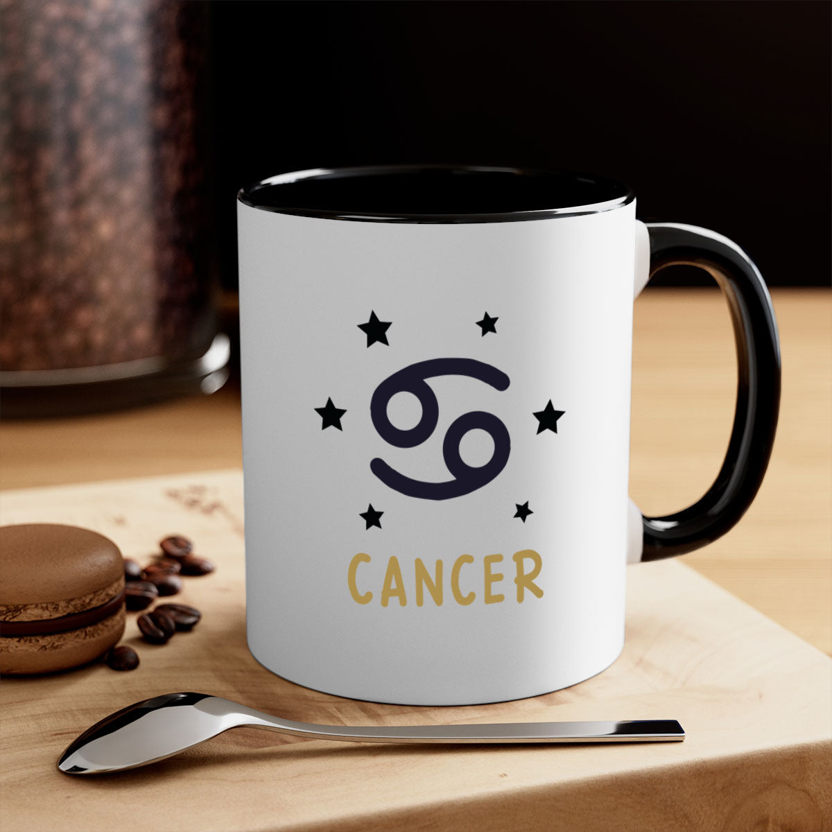 Cancer 172# Zodiac Mug with colorful handle and glossy finish, available in multiple colors and sizes.