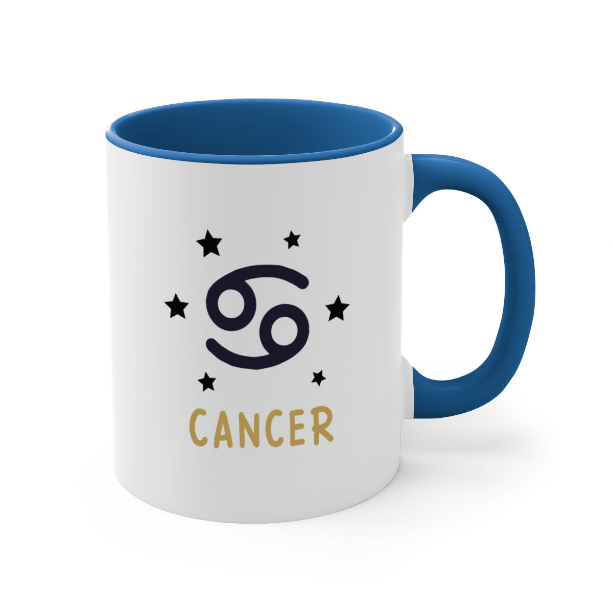 Cancer 172# Zodiac Mug with colorful handle and glossy finish, available in multiple colors and sizes.