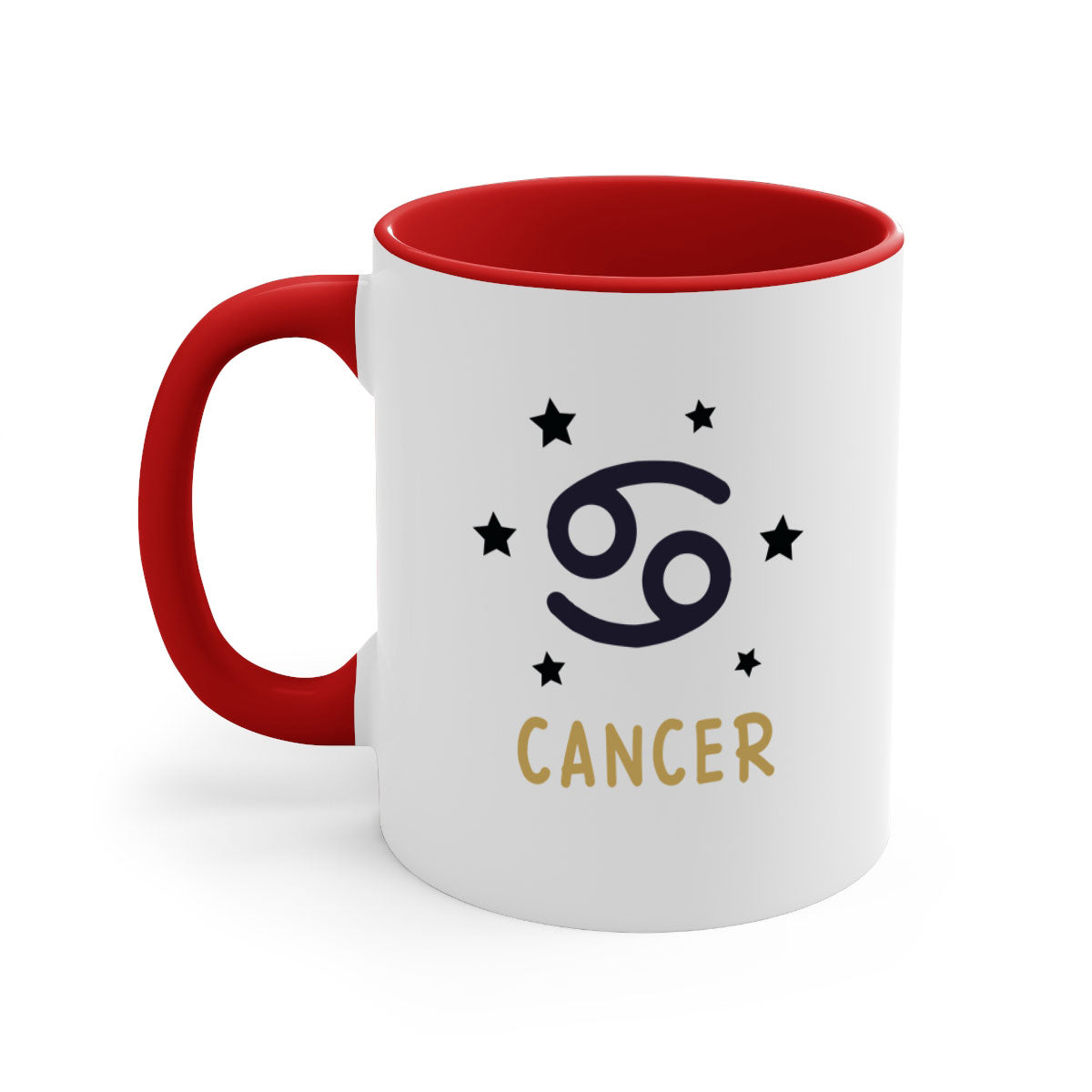 Cancer 172# Zodiac Mug with colorful handle and glossy finish, available in multiple colors and sizes.