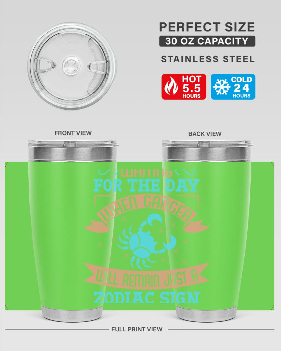 Cancer 178# Zodiac Tumbler in stainless steel with a sleek design, perfect for hot and cold beverages.