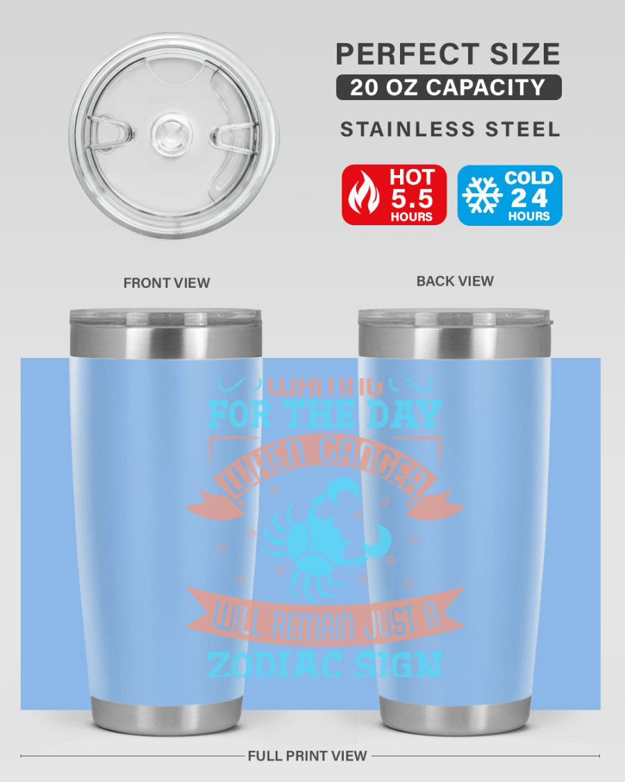 Cancer 178# Zodiac Tumbler in stainless steel with a sleek design, perfect for hot and cold beverages.