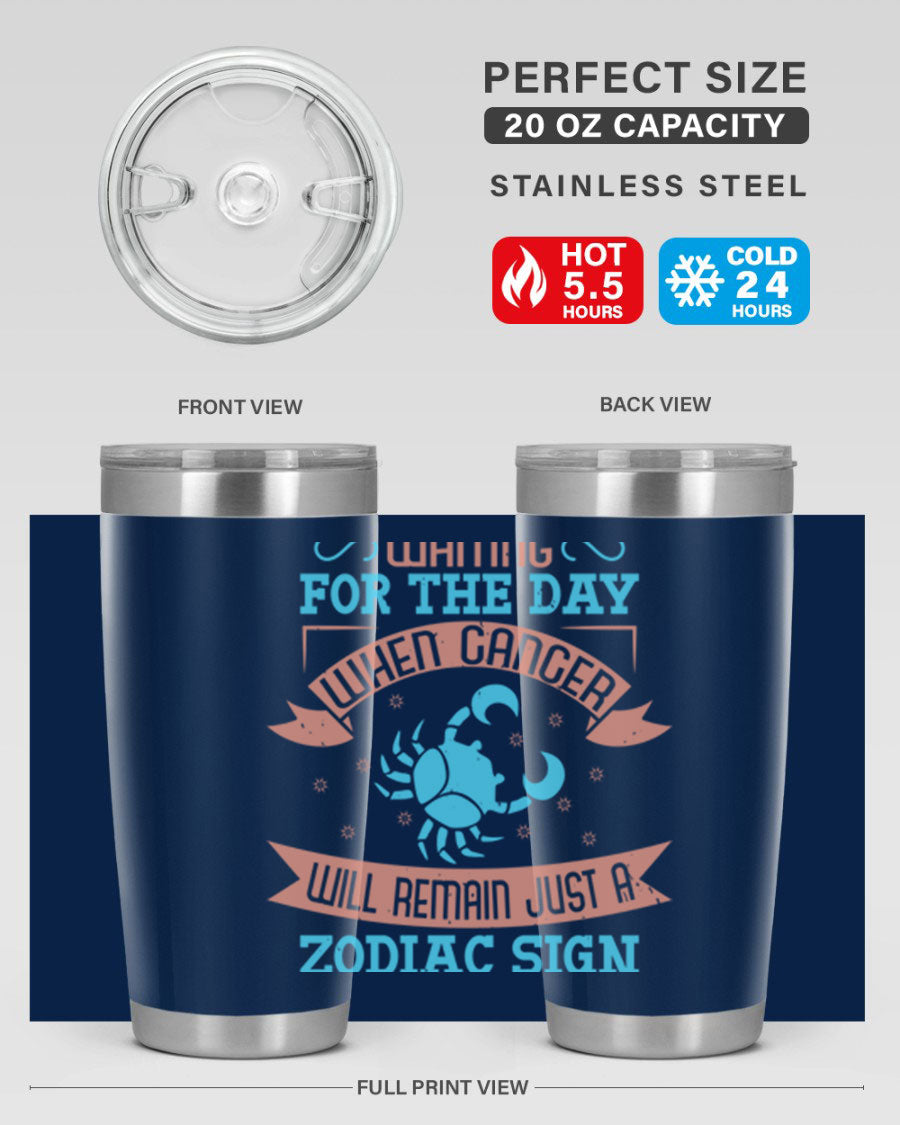 Cancer 178# Zodiac Tumbler in stainless steel with a sleek design, perfect for hot and cold beverages.