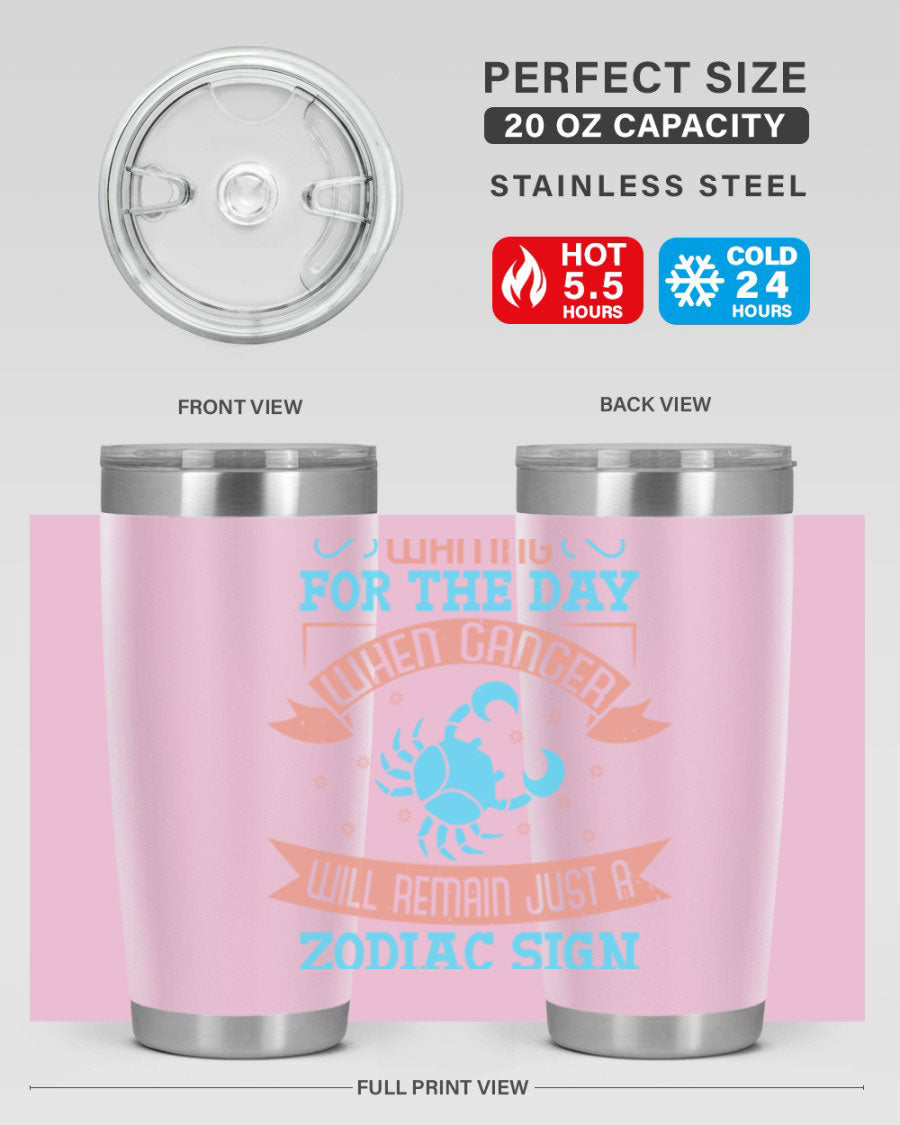 Cancer 178# Zodiac Tumbler in stainless steel with a sleek design, perfect for hot and cold beverages.