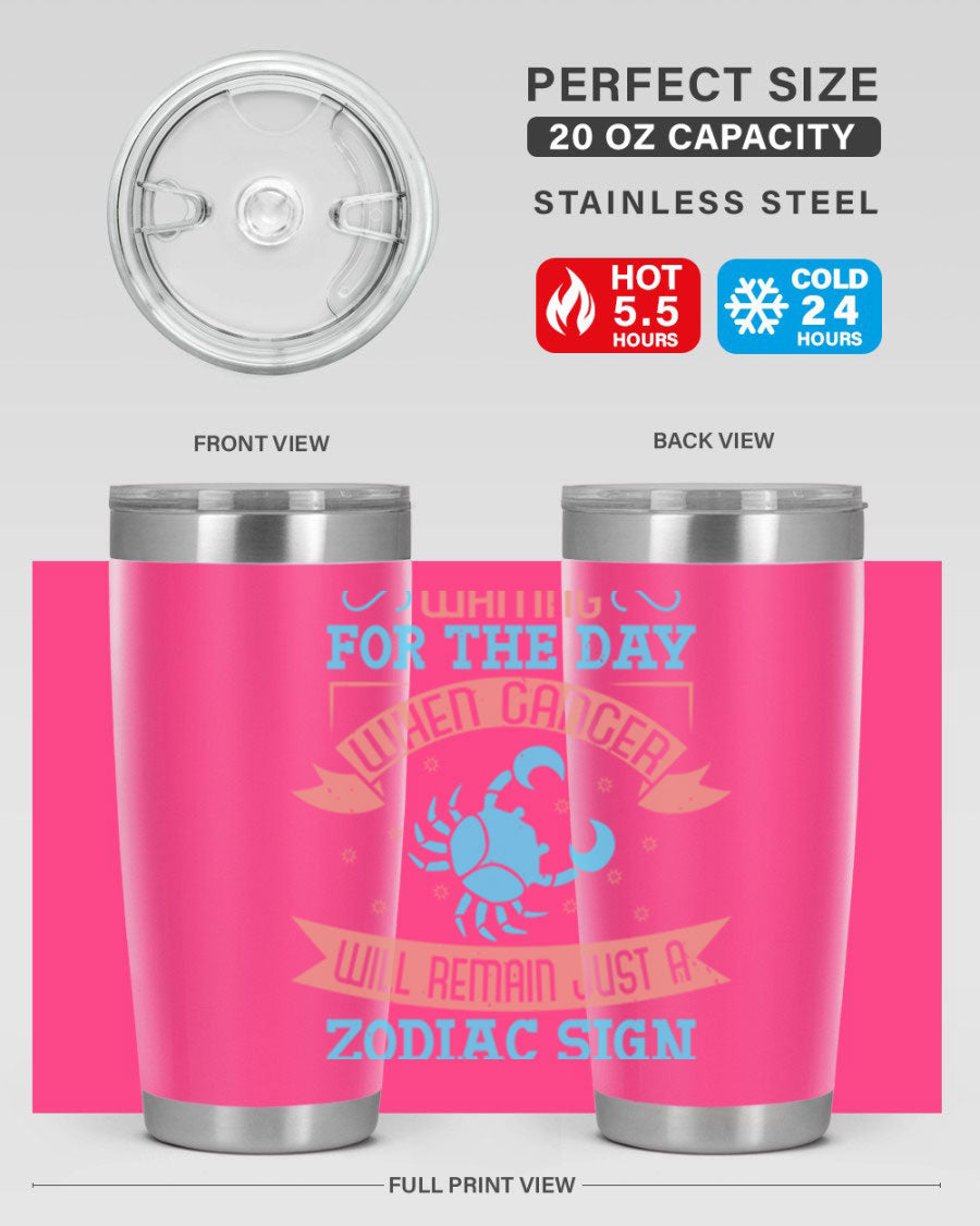 Cancer 178# Zodiac Tumbler in stainless steel with a sleek design, perfect for hot and cold beverages.