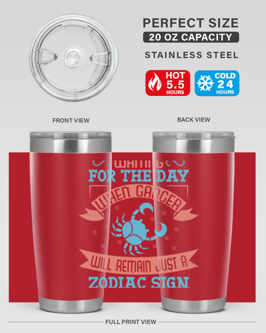 Cancer 178# Zodiac Tumbler in stainless steel with a sleek design, perfect for hot and cold beverages.