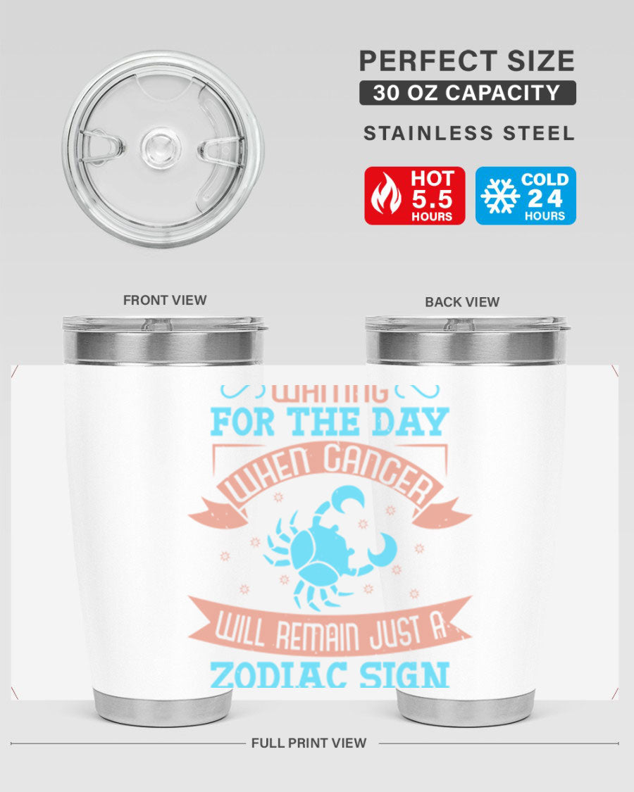 Cancer 178# Zodiac Tumbler in stainless steel with a sleek design, perfect for hot and cold beverages.