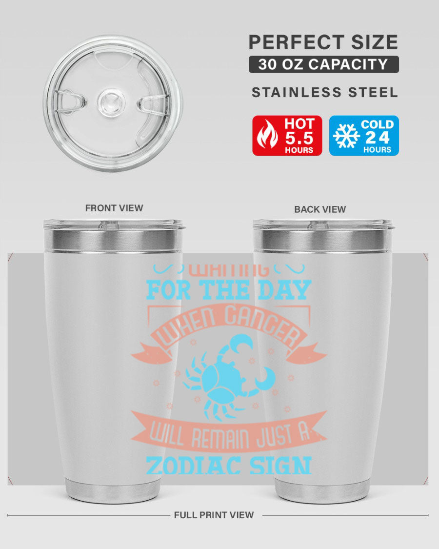 Cancer 178# Zodiac Tumbler in stainless steel with a sleek design, perfect for hot and cold beverages.