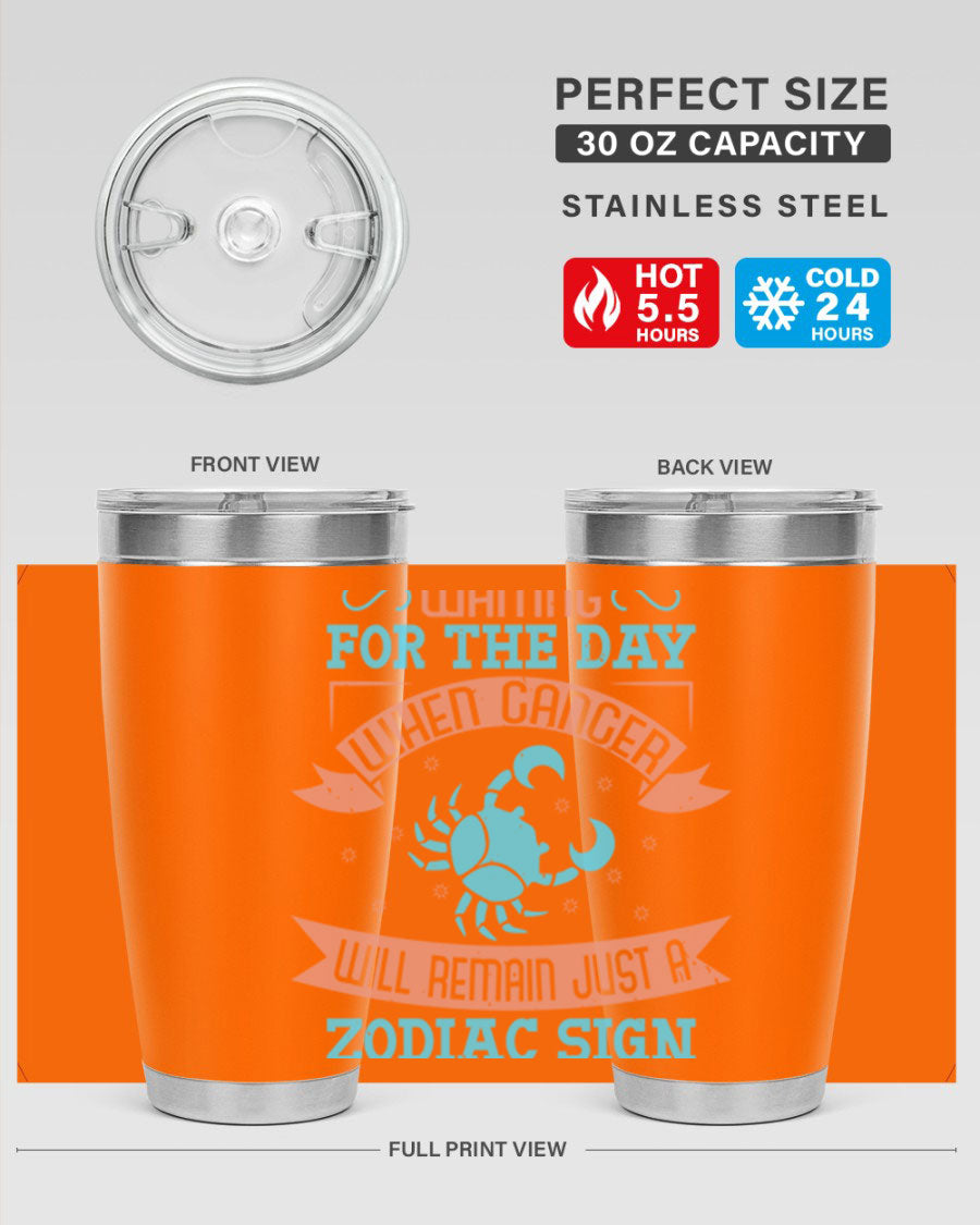 Cancer 178# Zodiac Tumbler in stainless steel with a sleek design, perfect for hot and cold beverages.