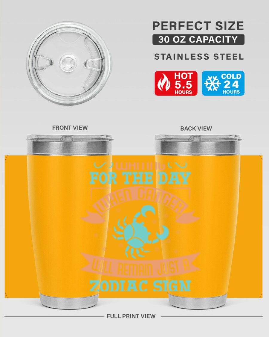 Cancer 178# Zodiac Tumbler in stainless steel with a sleek design, perfect for hot and cold beverages.