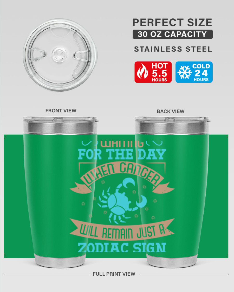 Cancer 178# Zodiac Tumbler in stainless steel with a sleek design, perfect for hot and cold beverages.