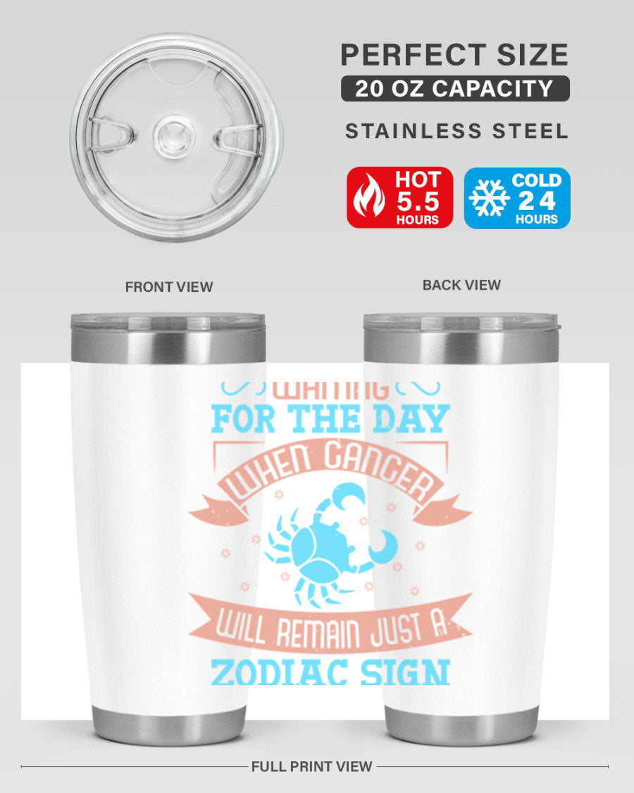 Cancer 178# Zodiac Tumbler in stainless steel with a sleek design, perfect for hot and cold beverages.