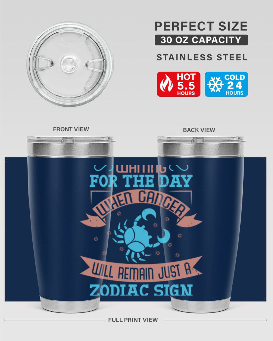 Cancer 178# Zodiac Tumbler in stainless steel with a sleek design, perfect for hot and cold beverages.