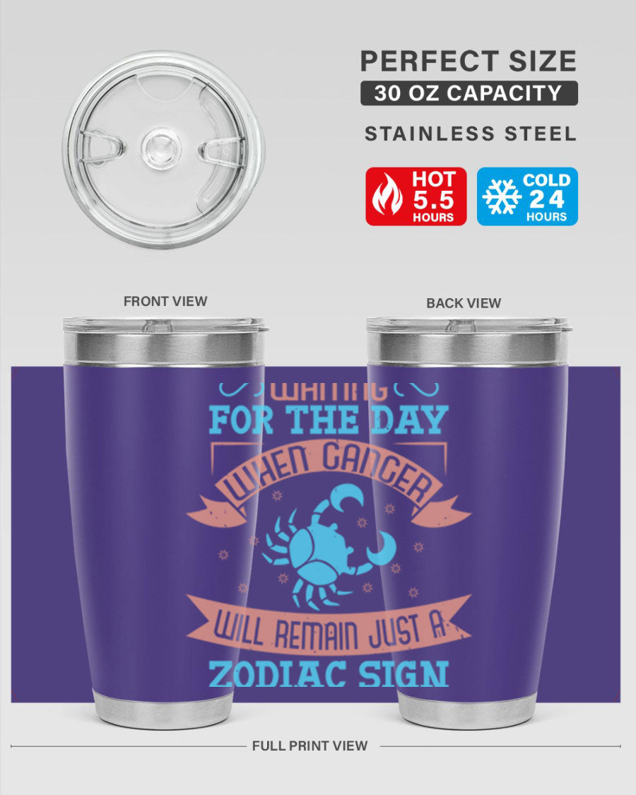 Cancer 178# Zodiac Tumbler in stainless steel with a sleek design, perfect for hot and cold beverages.