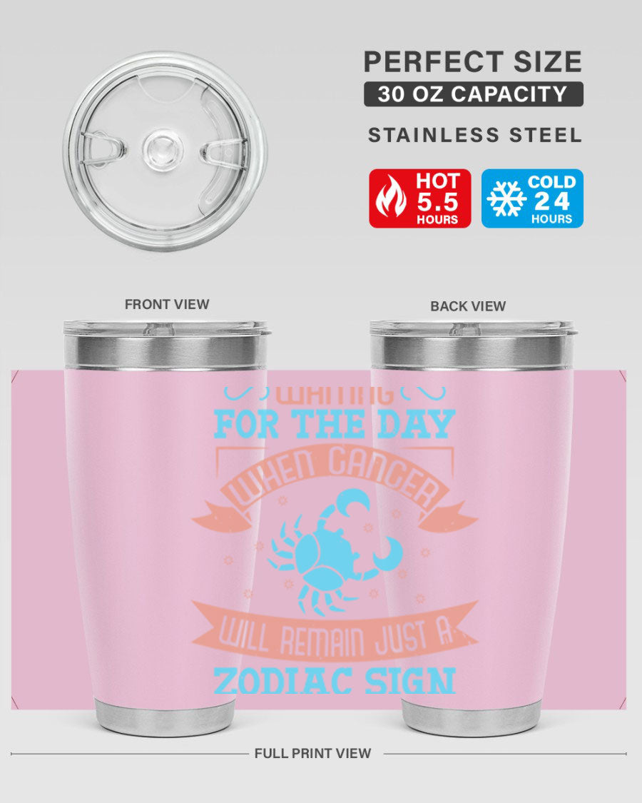 Cancer 178# Zodiac Tumbler in stainless steel with a sleek design, perfect for hot and cold beverages.