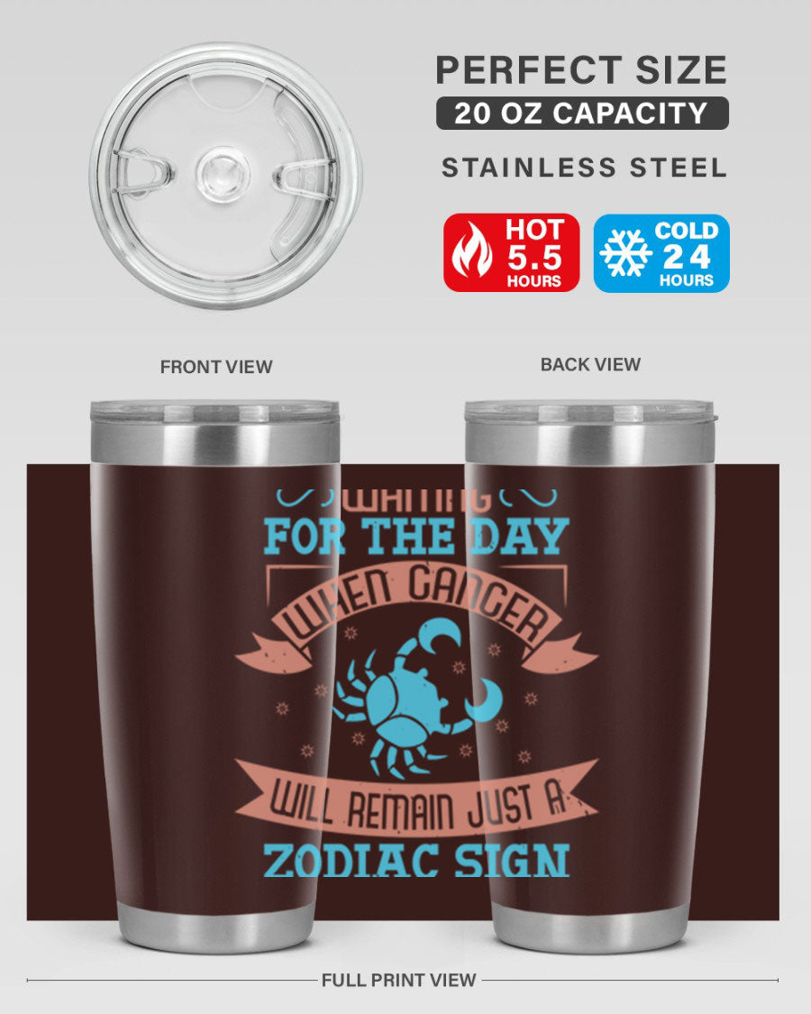 Cancer 178# Zodiac Tumbler in stainless steel with a sleek design, perfect for hot and cold beverages.