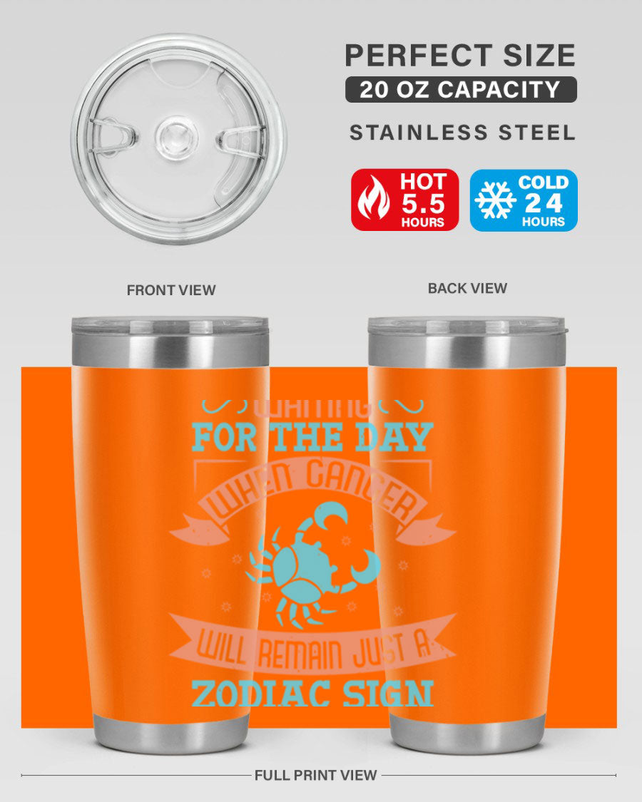 Cancer 178# Zodiac Tumbler in stainless steel with a sleek design, perfect for hot and cold beverages.