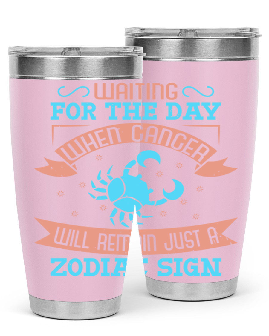 Cancer 178# Zodiac Tumbler in stainless steel with a sleek design, perfect for hot and cold beverages.