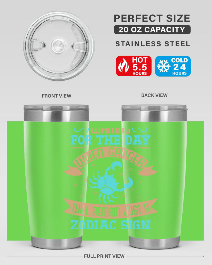 Cancer 178# Zodiac Tumbler in stainless steel with a sleek design, perfect for hot and cold beverages.