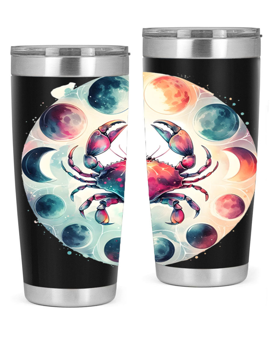 Cancer 180# Zodiac Tumbler in stainless steel with a stylish design, perfect for hot and cold beverages.