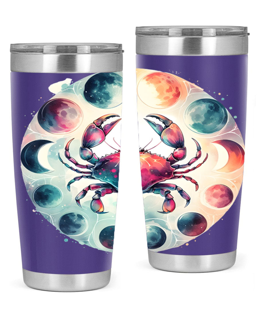 Cancer 180# Zodiac Tumbler in stainless steel with a stylish design, perfect for hot and cold beverages.