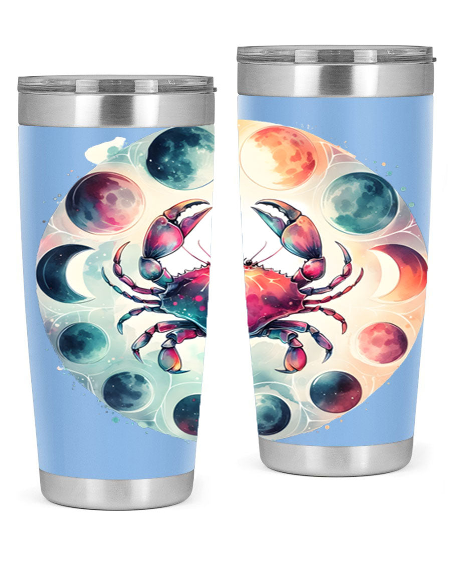 Cancer 180# Zodiac Tumbler in stainless steel with a stylish design, perfect for hot and cold beverages.