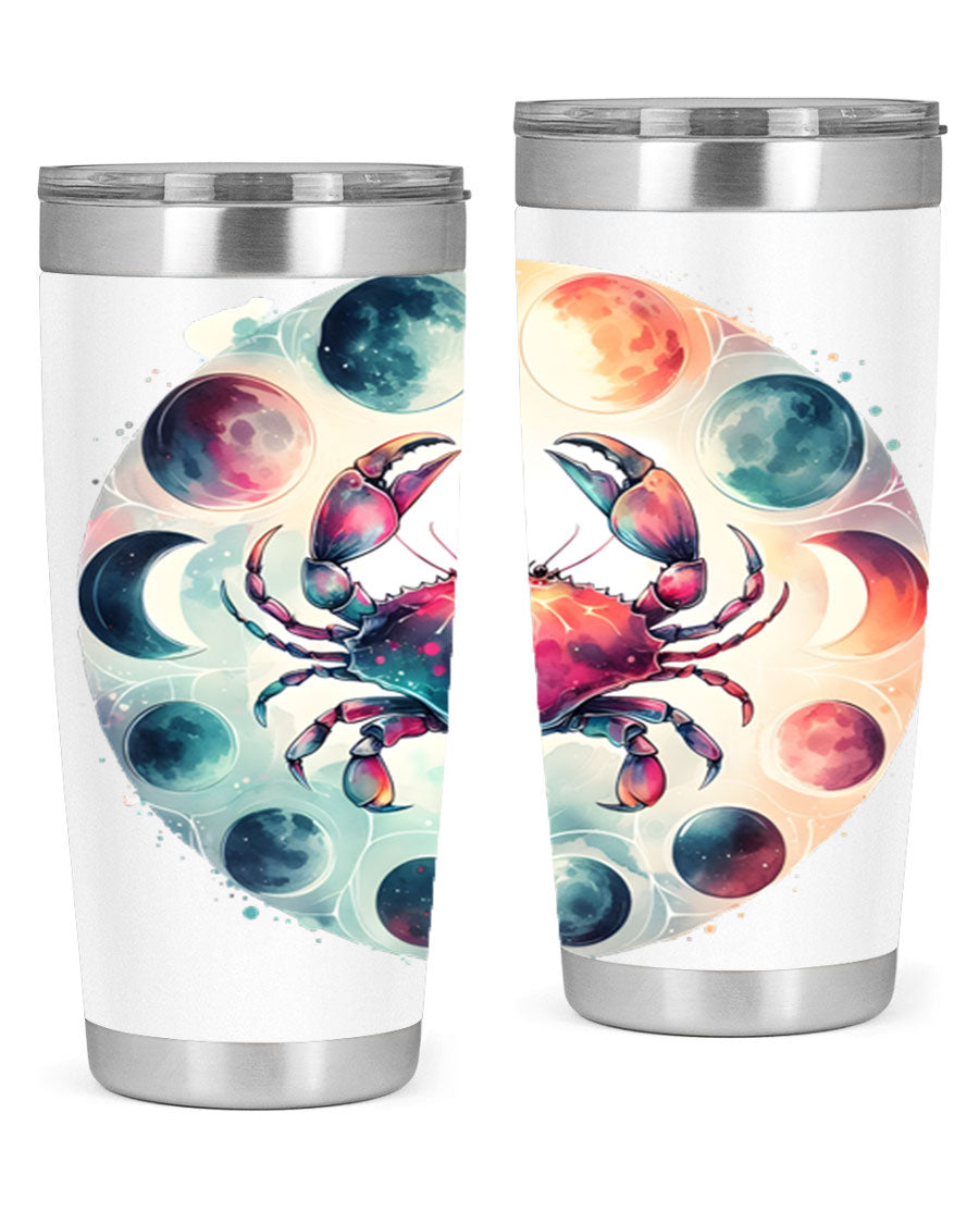 Cancer 180# Zodiac Tumbler in stainless steel with a stylish design, perfect for hot and cold beverages.