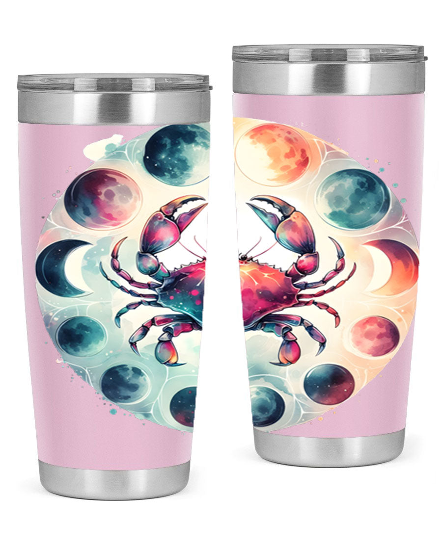 Cancer 180# Zodiac Tumbler in stainless steel with a stylish design, perfect for hot and cold beverages.