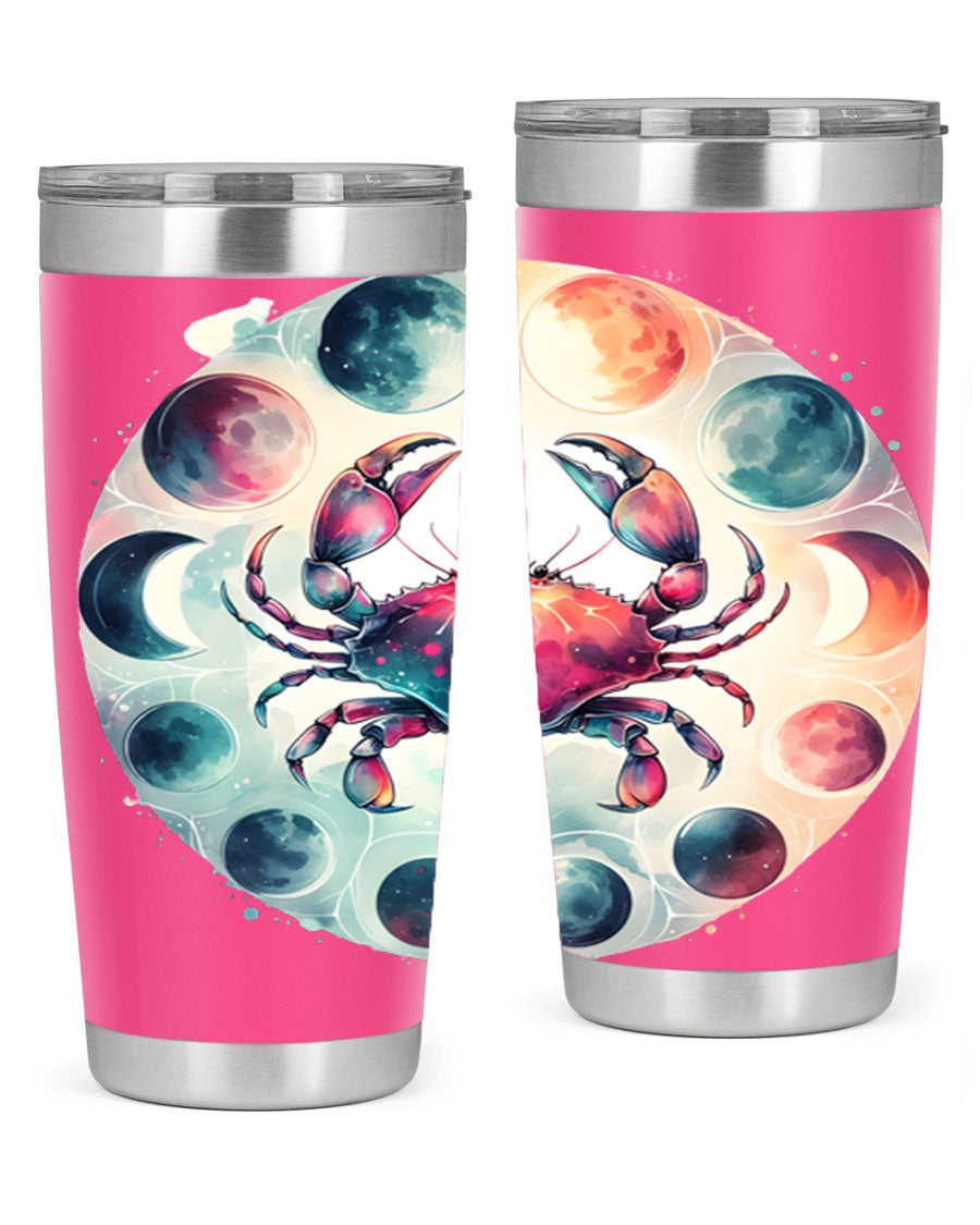 Cancer 180# Zodiac Tumbler in stainless steel with a stylish design, perfect for hot and cold beverages.