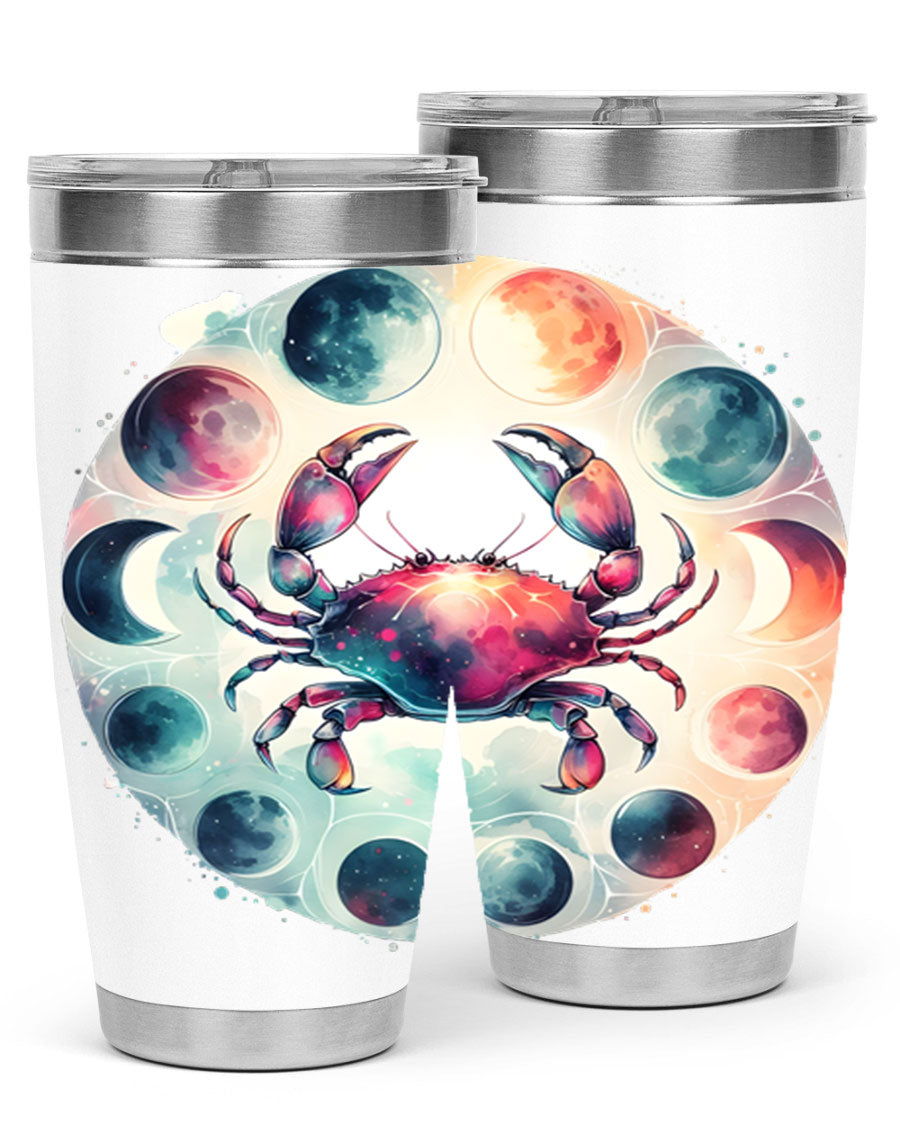 Cancer 180# Zodiac Tumbler in stainless steel with a stylish design, perfect for hot and cold beverages.