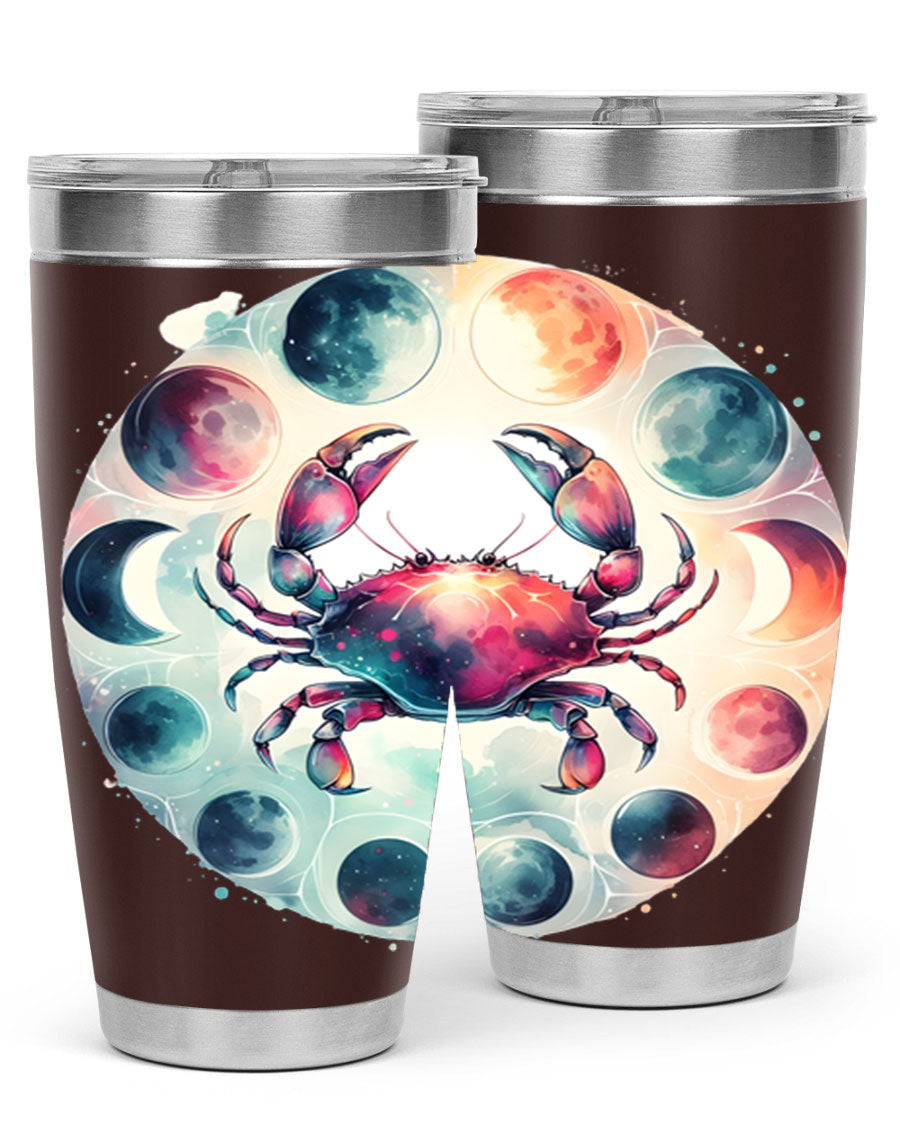 Cancer 180# Zodiac Tumbler in stainless steel with a stylish design, perfect for hot and cold beverages.