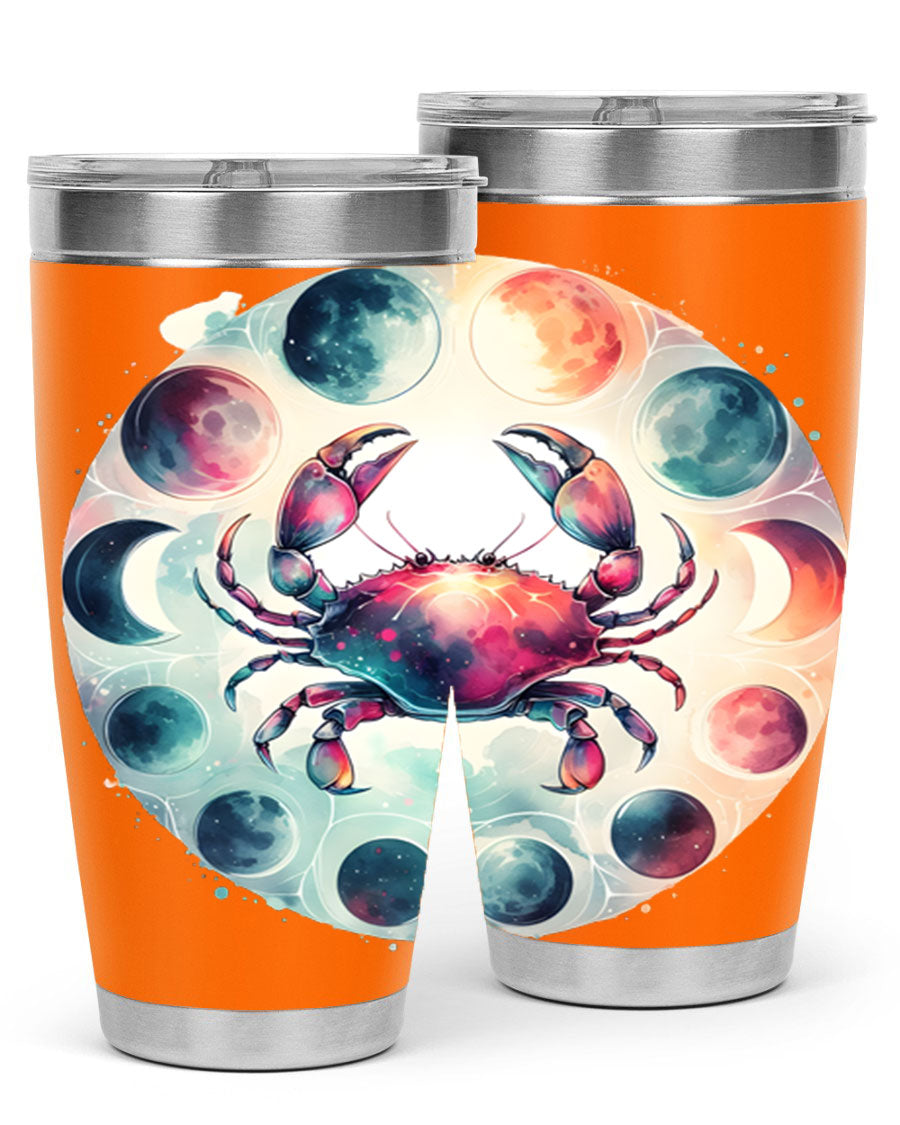 Cancer 180# Zodiac Tumbler in stainless steel with a stylish design, perfect for hot and cold beverages.