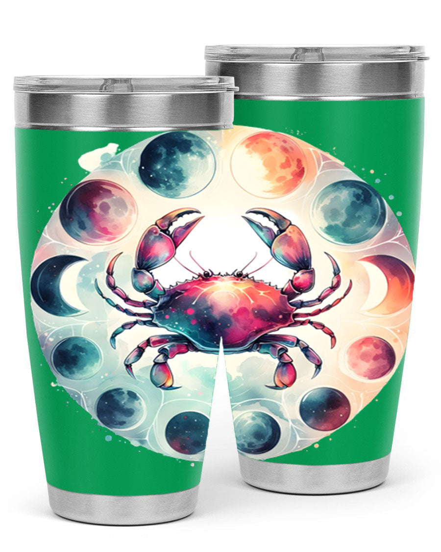 Cancer 180# Zodiac Tumbler in stainless steel with a stylish design, perfect for hot and cold beverages.