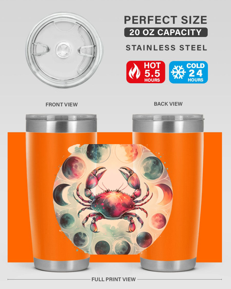 Cancer 180# Zodiac Tumbler in stainless steel with a stylish design, perfect for hot and cold beverages.