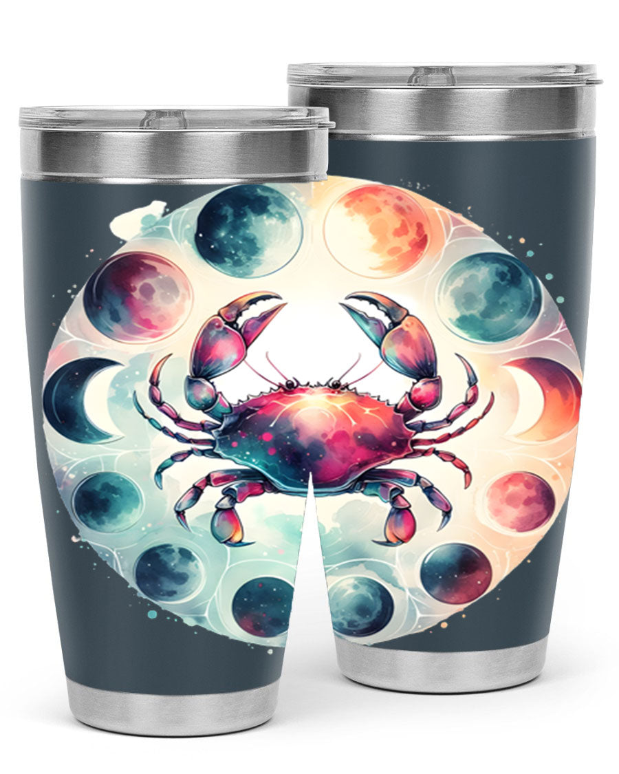 Cancer 180# Zodiac Tumbler in stainless steel with a stylish design, perfect for hot and cold beverages.