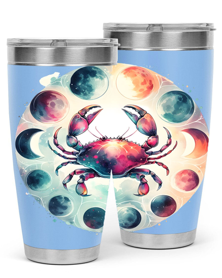 Cancer 180# Zodiac Tumbler in stainless steel with a stylish design, perfect for hot and cold beverages.