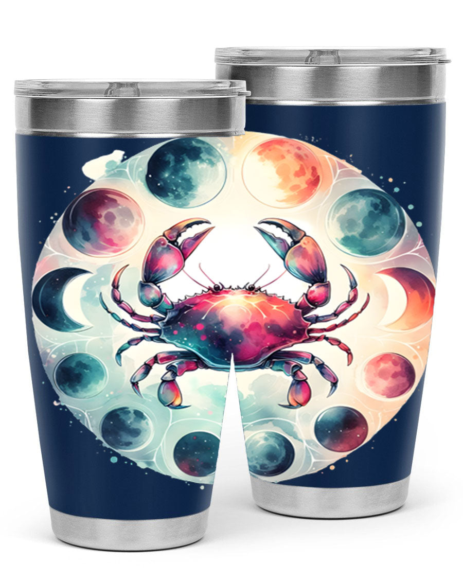 Cancer 180# Zodiac Tumbler in stainless steel with a stylish design, perfect for hot and cold beverages.