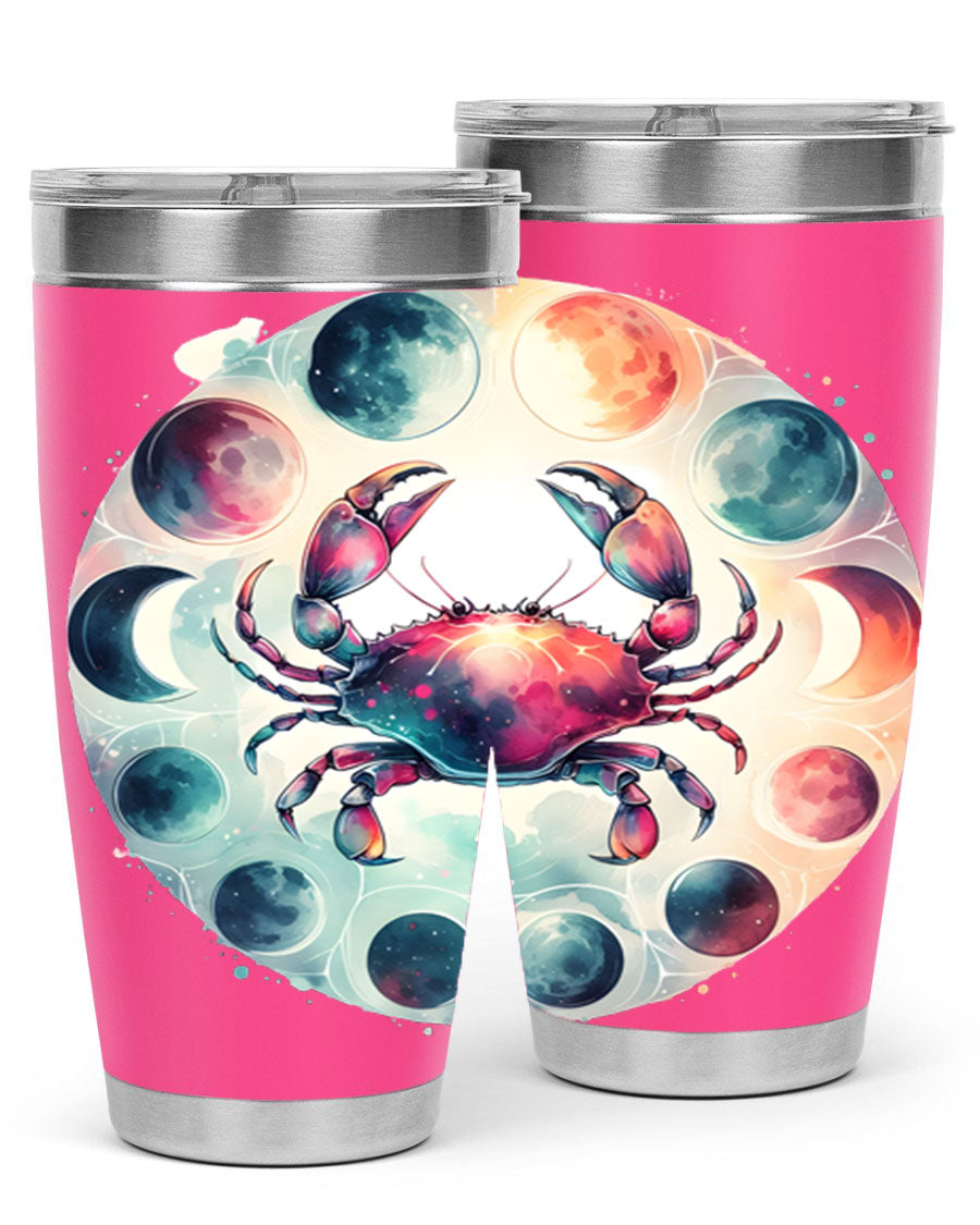 Cancer 180# Zodiac Tumbler in stainless steel with a stylish design, perfect for hot and cold beverages.