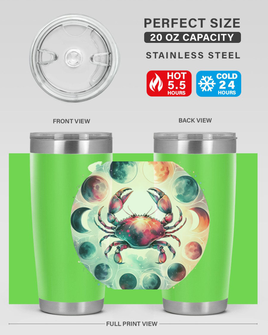 Cancer 180# Zodiac Tumbler in stainless steel with a stylish design, perfect for hot and cold beverages.