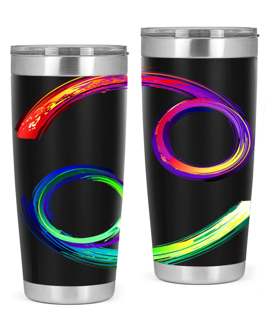 Cancer 560# Tumbler featuring a sleek design, double wall vacuum stainless steel, and a drink-thru lid, perfect for hot and cold beverages.