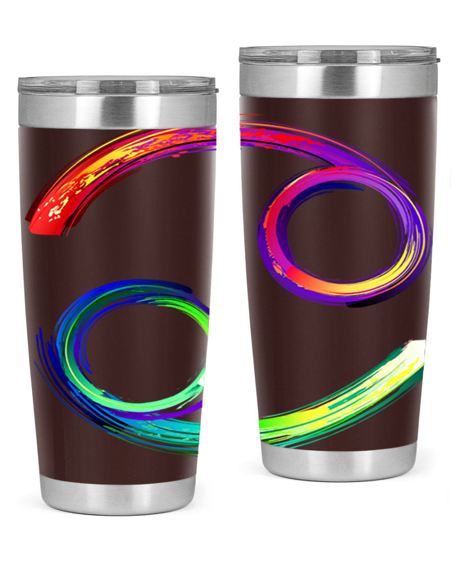 Cancer 560# Tumbler featuring a sleek design, double wall vacuum stainless steel, and a drink-thru lid, perfect for hot and cold beverages.