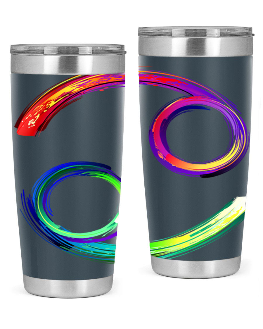 Cancer 560# Tumbler featuring a sleek design, double wall vacuum stainless steel, and a drink-thru lid, perfect for hot and cold beverages.