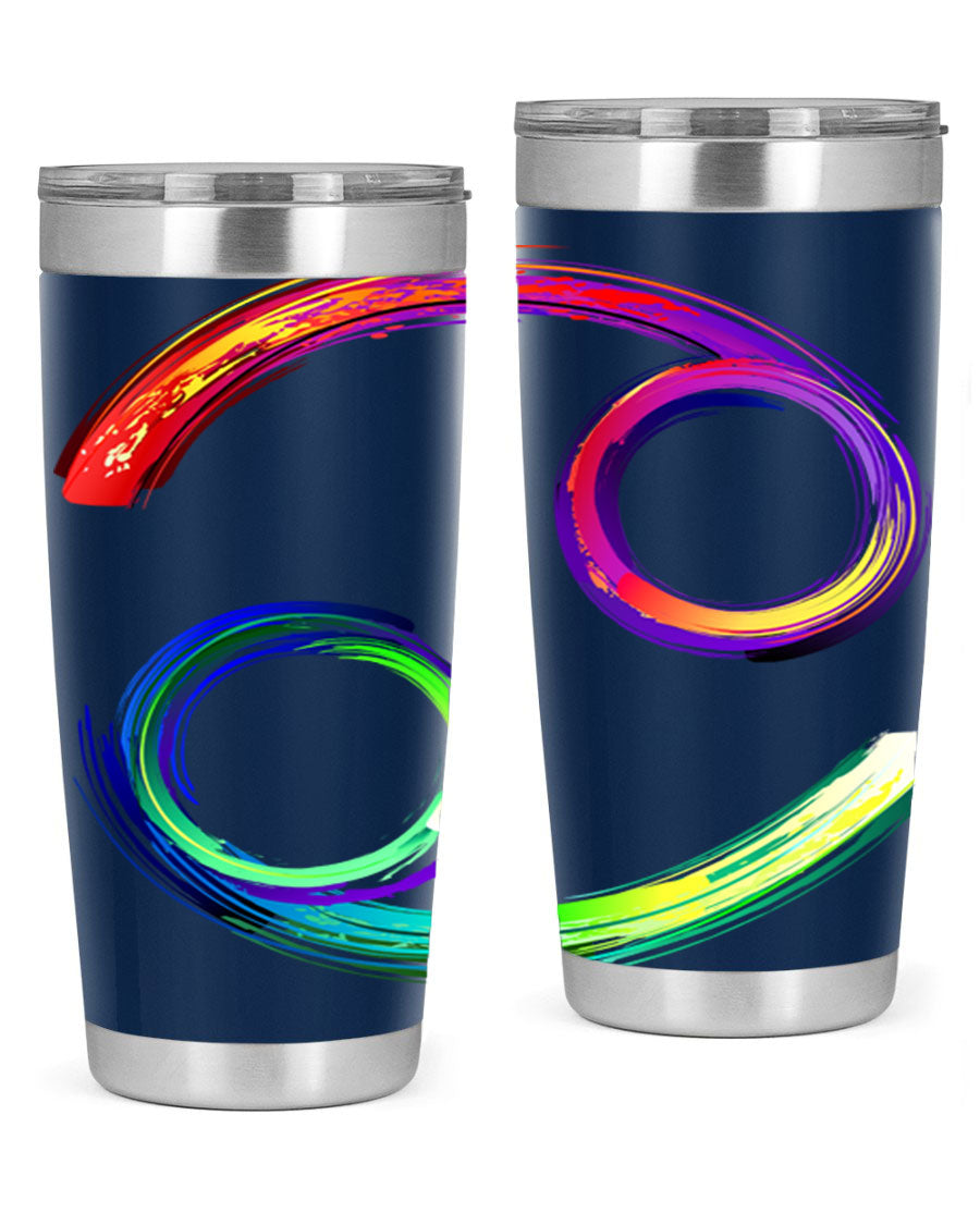 Cancer 560# Tumbler featuring a sleek design, double wall vacuum stainless steel, and a drink-thru lid, perfect for hot and cold beverages.