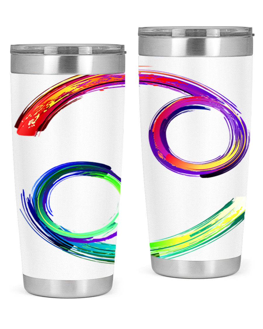 Cancer 560# Tumbler featuring a sleek design, double wall vacuum stainless steel, and a drink-thru lid, perfect for hot and cold beverages.