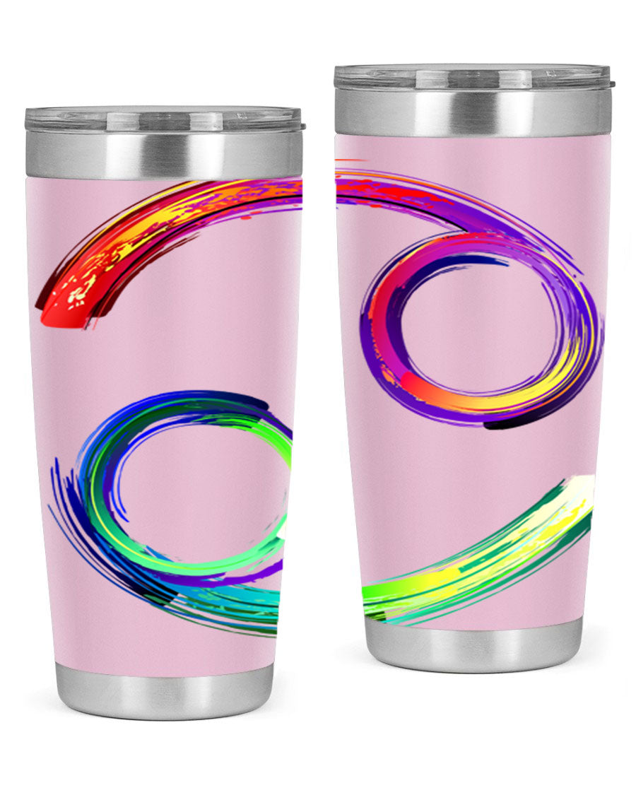 Cancer 560# Tumbler featuring a sleek design, double wall vacuum stainless steel, and a drink-thru lid, perfect for hot and cold beverages.