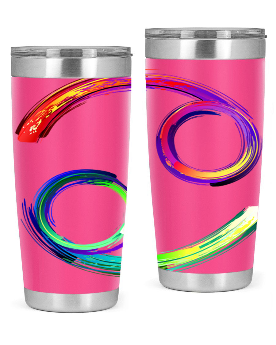 Cancer 560# Tumbler featuring a sleek design, double wall vacuum stainless steel, and a drink-thru lid, perfect for hot and cold beverages.