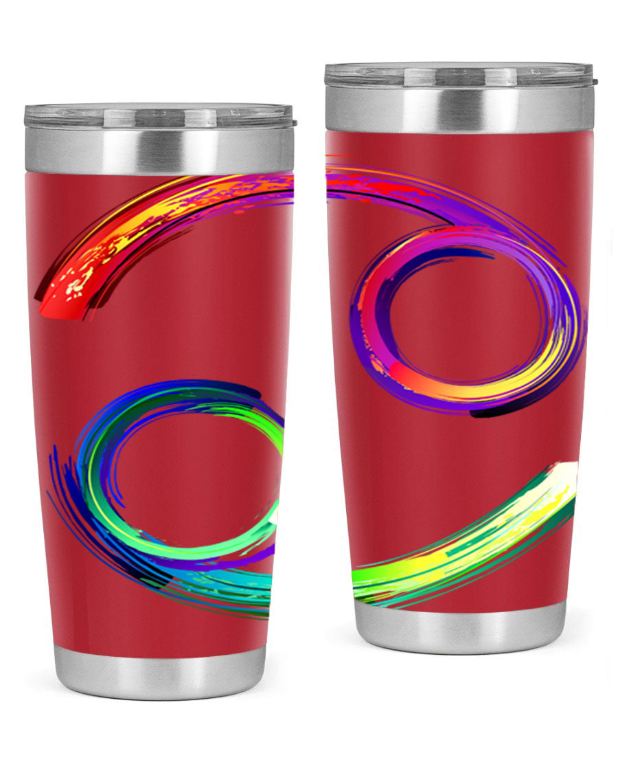 Cancer 560# Tumbler featuring a sleek design, double wall vacuum stainless steel, and a drink-thru lid, perfect for hot and cold beverages.