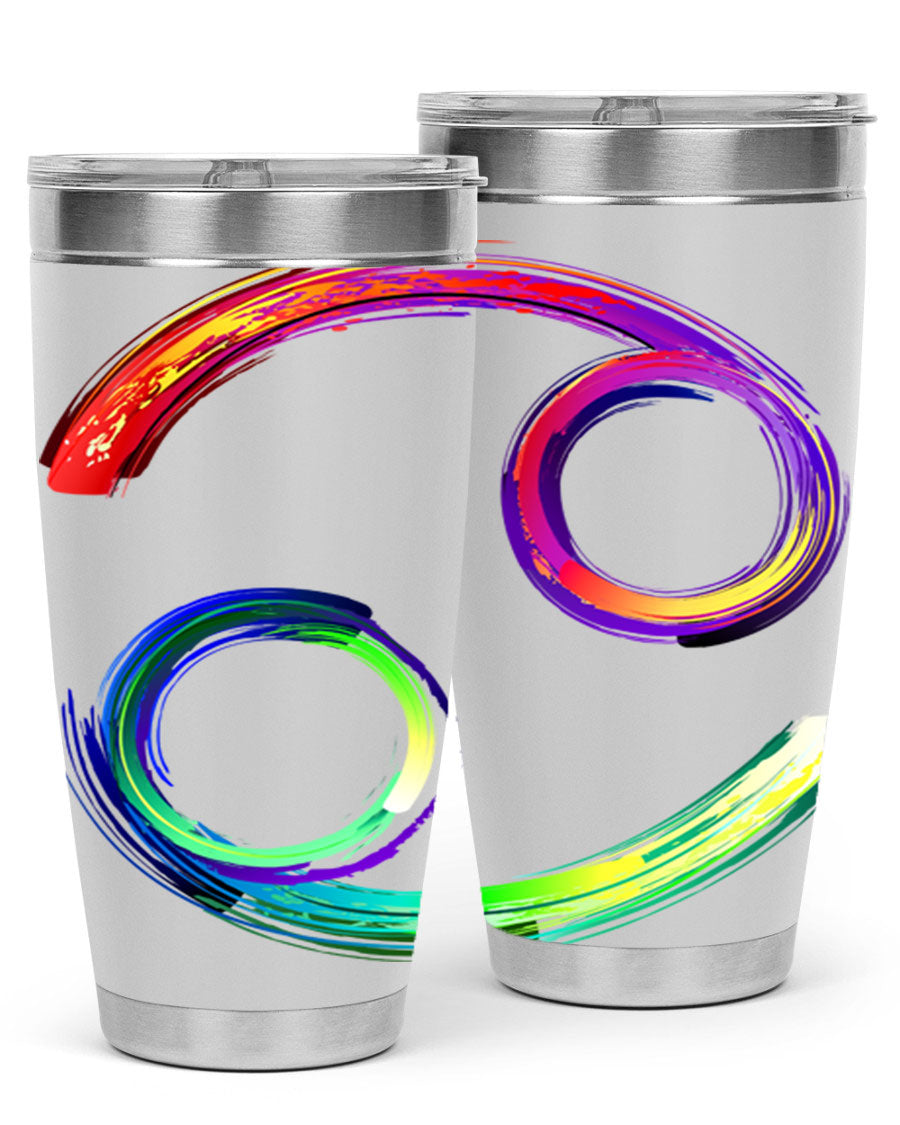 Cancer 560# Tumbler featuring a sleek design, double wall vacuum stainless steel, and a drink-thru lid, perfect for hot and cold beverages.